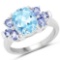 4.34 Carat Genuine Blue Topaz and Tanzanite .925 Sterling Silver Ring