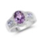 2.53 Carat Genuine Amethyst and Tanzanite .925 Sterling Silver Ring