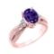 10K Rose Gold Genuine Amethyst and Diamond Proposal Ring