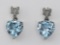 Beautiful Heart Shaped Blue Topaz Earrings - Sterling Silver