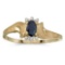 Certified 10k Yellow Gold Oval Sapphire And Diamond Satin Finish Ring 0.26 CTW