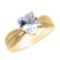 10K Yellow Gold Aquamarine and Diamond Proposal Ring APPROX 1.01 CTW