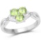 0.73 Carat Genuine Peridot and White Diamond .925 Sterling Silver Ring