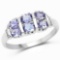1.03 Carat Genuine Tanzanite and White Diamond .925 Sterling Silver Ring