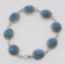 Turquoise Oval Link Bracelet - 7 1/4 inch - Sterling Silver