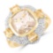 14K Yellow Gold Plated 4.07 Carat Genuine Golden Rutile and Citrine .925 Sterling Silver Ring