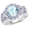 3.07 Carat Genuine Blue Topaz and Tanzanite .925 Sterling Silver Ring