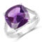 5.99 Carat Genuine Amethyst and White Topaz .925 Sterling Silver Ring