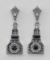 Art Deco Style Genuine Sapphire and CZ Filigree Earrings - Sterling Silver