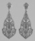Victorian Style Diamond Filigree Drop Earrings - Sterling Silver