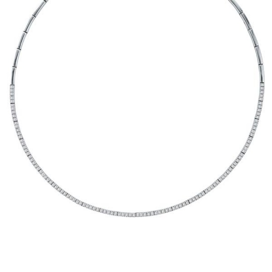 Diamond Tennis Choker Necklace in 14k White Gold (2.31ct)