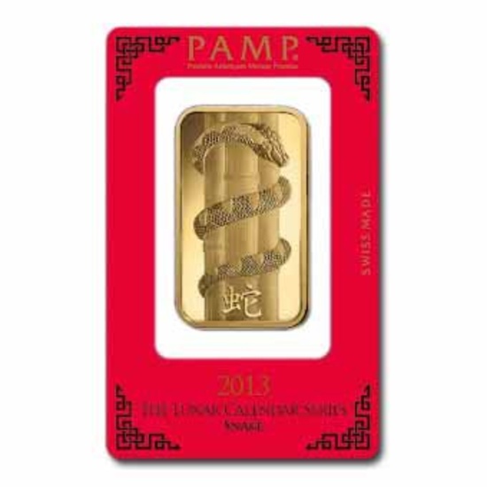 PAMP Suisse 100 Gram Gold Bar - 2013 Snake Design