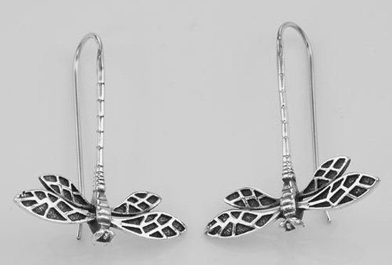 Unique Dragonfly Earrings - Sterling Silver