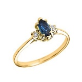 10K Beautiful Yellow Gold Diamond and Sapphire Proposal and Birthstone Ring