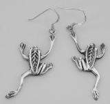 Leaping Frog Earrings - Sterling Silver