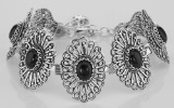Antique Style Black Onyx Filigree Bracelet - Sterling Silver