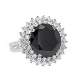 Cert W.Gold diamond and spinel ring 8.03 ctw F/SI 14k