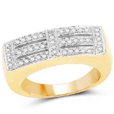 14K Yellow Gold Plated 0.25 Carat Genuine White Diamond .925 Sterling Silver Ring