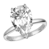CERTIFED 0.9 CTW PEAR SOLITAIRE 14K WHITE GOLD DIAMOND RING D/SI2