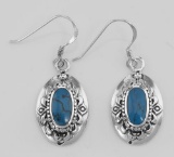 Antique Style Turquoise Earrings - Sterling Silver
