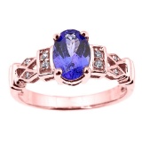 10K Rose Gold Tanzanite and Diamond Engagement Proposal Ring