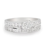 Cert W. Gold Bridal Diamond Ring Set 1.45 ctw E F/VS SI