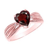 10K Rose Gold Garnet and Diamond Proposal Ring APPROX 1.02 CTW