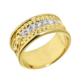 10K Yellow Gold Celtic Knot Diamond Wedding Band