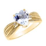 10K Yellow Gold Aquamarine and Diamond Proposal Ring APPROX 1.01 CTW