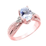 10K Rose Gold Aquamarine and Diamond Proposal Ring