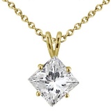 1.00ct. Princess-Cut Diamond Solitaire Pendant in 18k Yellow Gold (H VS2)