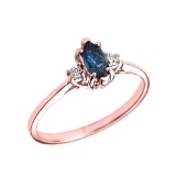 10K Beautiful Rose Gold Diamond and Sapphire Proposal and Birthstone Ring APPROX .46 CTW