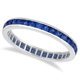 Princess-Cut Blue Sapphire Eternity Ring Band 14k White Gold (1.36ctw)