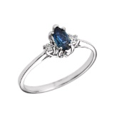 10K Beautiful White Gold Diamond and Sapphire Proposal and Birthstone Ring