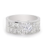 Cert W. Gold Bridal Diamond Ring set 1.66 ctw E F/VS SI