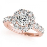 CERTIFIED 18K ROSE GOLD 2.08 CT G-H/VS-SI1 DIAMOND HALO ENGAGEMENT RING