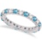 Eternity Diamond and Blue Topaz Ring Band 14k White Gold (2.40ct)