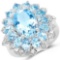 7.57 Carat Genuine Blue Topaz and White Topaz .925 Sterling Silver Ring