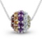 3.95 Carat Genuine Multi Stone .925 Sterling Silver Pendant