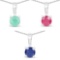1.68 Carat Emerald Glass Filled Ruby and Glass Filled Sapphire .925 Sterling Silver Pendant
