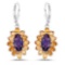 6.54 Carat Genuine Amethyst and Citrine .925 Sterling Silver Earrings