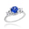 10K White Gold Sapphire Diamond Engagement Ring APPROX 1.84 CTW