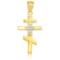 10K Diamond Studded Gold Russian Orthodox Cross Pendant