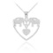 10K White Gold Elephant and Heart Pendant Necklace