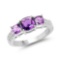 1.37 Carat Genuine Amethyst and White Topaz .925 Sterling Silver Ring