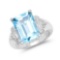 8.89 Carat Genuine Swiss Blue Topaz .925 Sterling Silver Ring