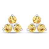 0.72 Carat Genuine Yellow Sapphire .925 Sterling Silver Earrings