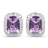 2.86 Carat Genuine Amethyst and White Topaz .925 Sterling Silver Earrings