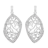 0.73 Carat Genuine White Diamond .925 Sterling Silver Earrings