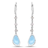 5.53 Carat Genuine Aquamarine and Labradorite .925 Sterling Silver Earrings